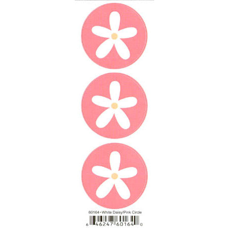 Duplicates White Daisy Pink Circle Sticker - Pebbles Inc. image 0