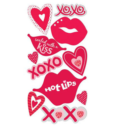 Lips, XOXO, Heart 3-D Essentials Sticker, Sandylion image 0