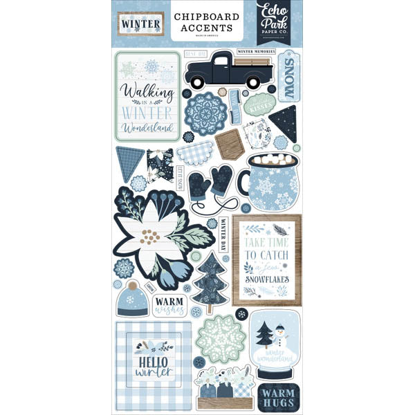 Winter Adhesive Chipboard Accents - Echo Park. image 0