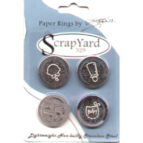 Baby Paper Rings Lightweight Metal Embellishments (4 pack) / Scrap Yard 329 image 0