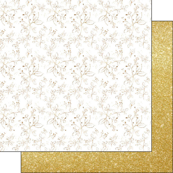 Gold Flowers Glitter Paper - Scrapbook Customs image 0