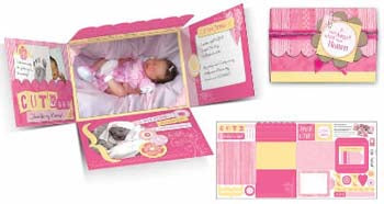 Baby Girl Folding Cardstock Mini Album - Carolees Creation/Adornit image 0