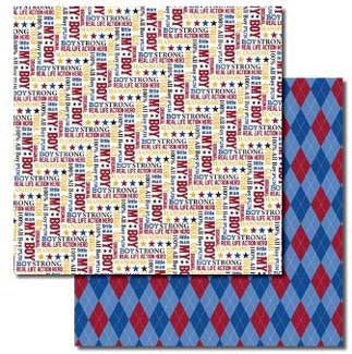 Cute Kids Words/Argyle Double-Sided Paper - Queen & Company image 0