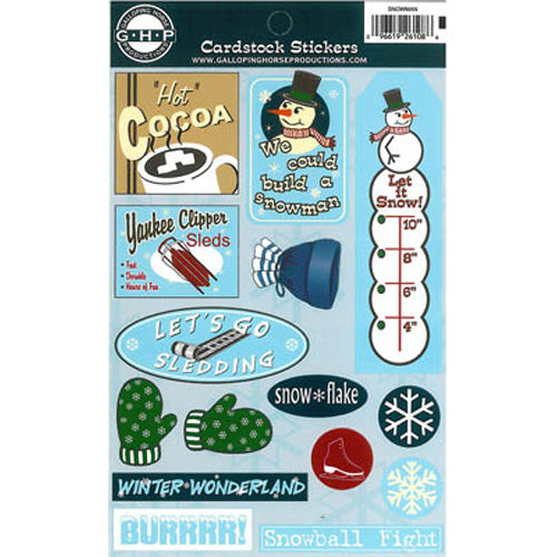 Snowman Winter Cardstock Sticker / Galloping Horse image 0
