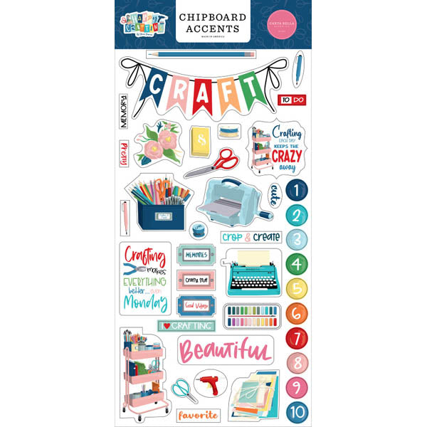 Happy Crafting Adhesive Chipboard Accents - Carta Bella image 0