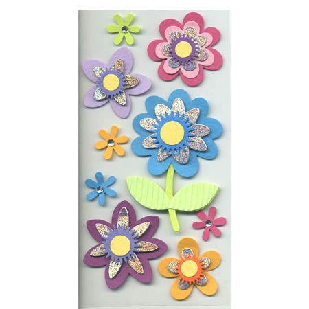 Fun Flowers 3-D Essentials Sticker, SandyLion image 0
