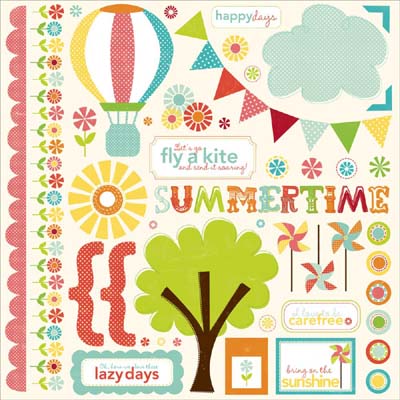 Sweet Summertime 12 x 12 Element Sticker Sheet - Echo Park image 0