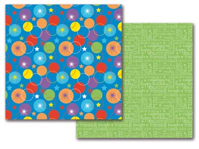 Birthday Bubbles/Birthday Words Double-Sided Paper - Queen & Company image 0