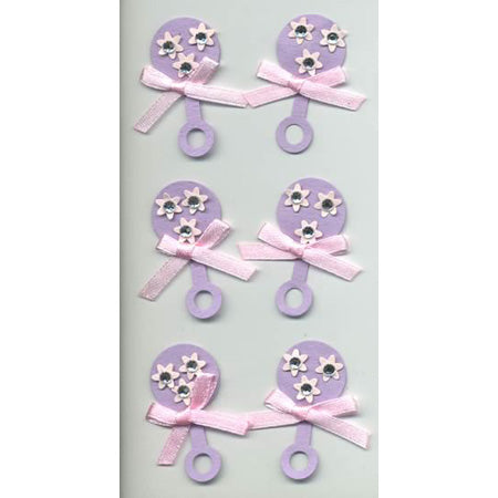 Baby Rattles Girl 3-D Stickers, SandyLion image 0