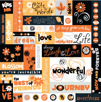 Word Galore Paper/Tangerine Twist, SandyLion image 0