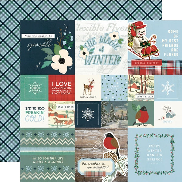 Simple Vintage Flannel Season 2x2/4x4 Elements Paper - Simple Stories image 0