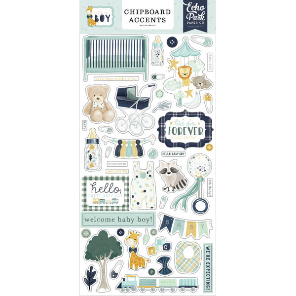 It's A Boy Adhesive Chipboard Accents - Echo Park. image 0