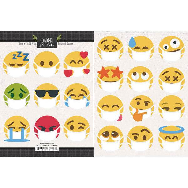 Covid-19 Masked Emoji Stickers - Scrapbook Customs image 0