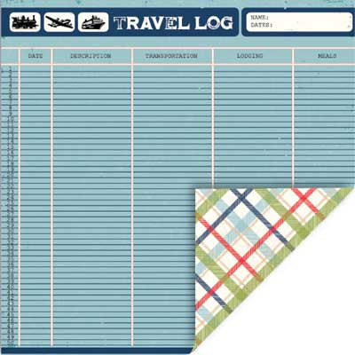 Travel Travelog/Plaid Double-Sided Cardstock Paper - Queen &amp; Co image 0