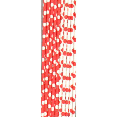 Red Polka Straws 10 Pack image 0