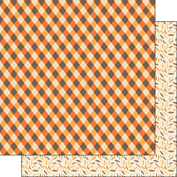 Thanksgiving Plaid Leaves Paper - Scrapbook Customs image 0