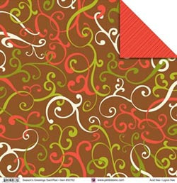 Season Greetings Swirl/Red Paper - Pebbles Inc. image 0