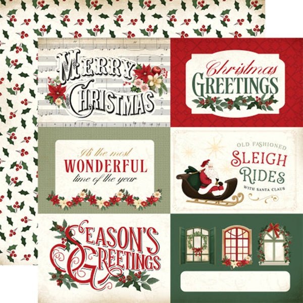 Vintage Christmas 6x4 Journaling Cards Paper- Carta Bella image 0