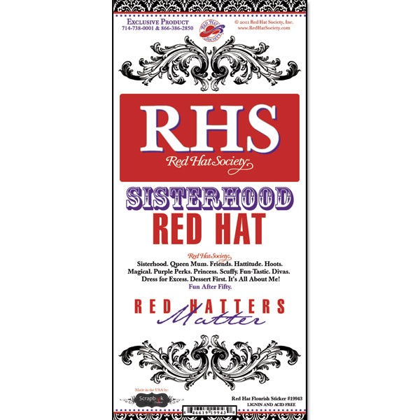 Red Hat Flourish Sticker - Scrapbook Customs image 0