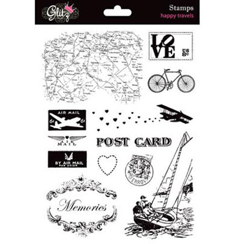 14 Piece Happy Travels Acrylic Stamps - Glitz Designs image 0
