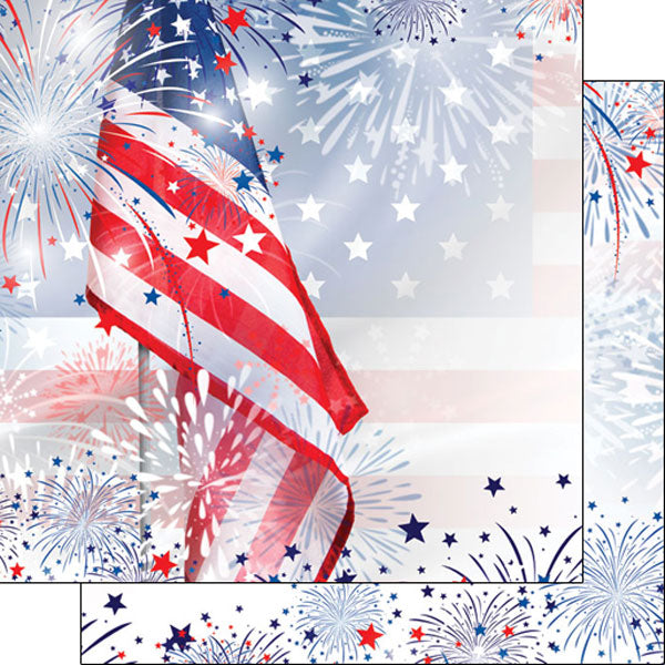Flag & Fireworks Paper - Scrapbook Customs image 0