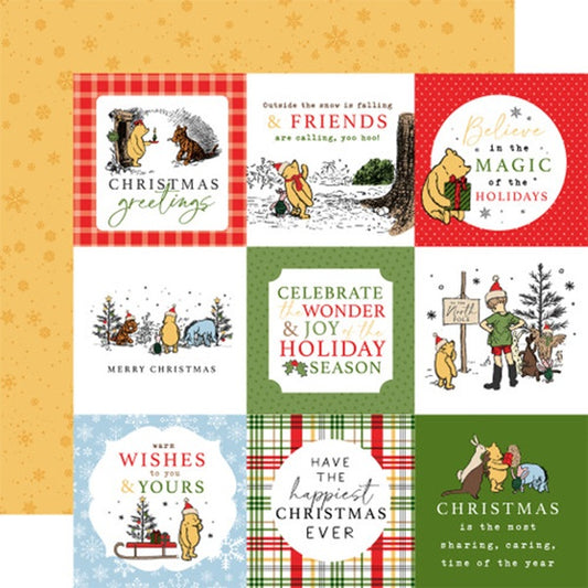 Winnie the Pooh Christmas 4x4 Journaling Cards Paper - Echo Park image 0