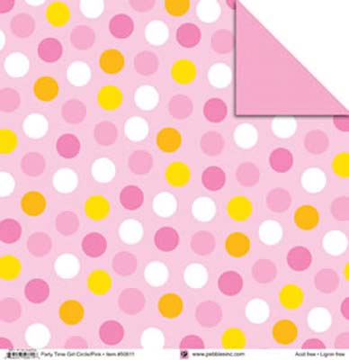 Party Time Girl Circle/Pink Paper - Pebbles Inc. image 0