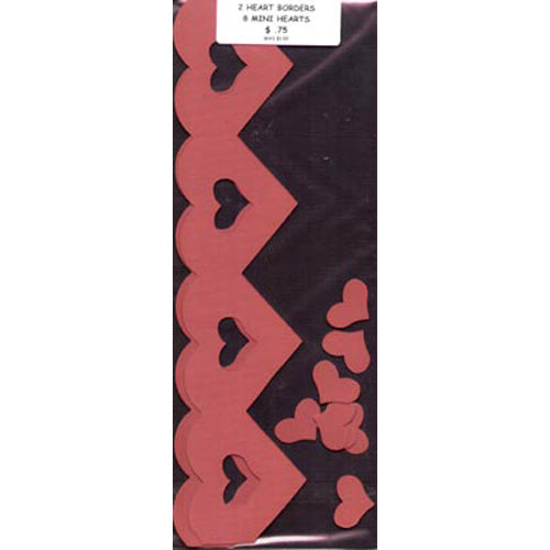 2 Cardstock Die-Cut Deep Red Heart Borders Plus 8 Mini Hearts image 0