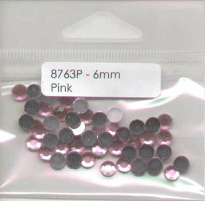 Pink Flat Back Round Rhinestone Bling 6mm - 50 Per Pack image 0