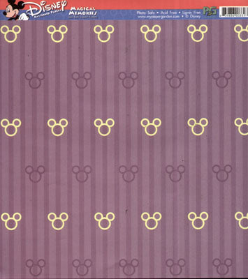 Purple Mickey Heads & Stripes Paper - Paper Garden image 0