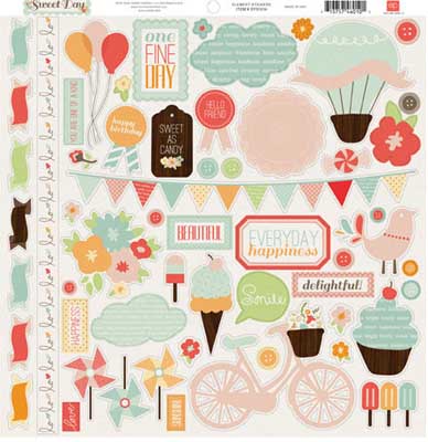 Sweet Day 12x12 Element Sticker Sheet - Echo Park image 0