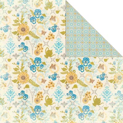 Blue Pansies Double-Sided Paper - Creative Imaginations image 0