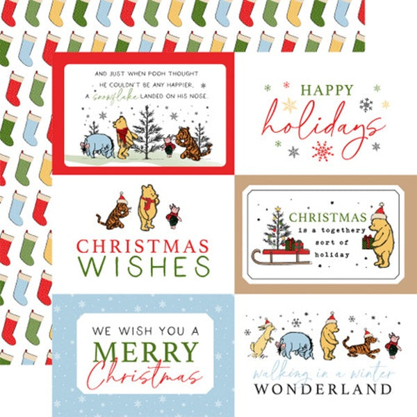 Winnie the Pooh Christmas 6x4 Journaling Cards Paper - Echo Park image 0