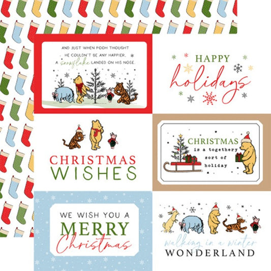 Winnie the Pooh Christmas 6x4 Journaling Cards Paper - Echo Park image 0