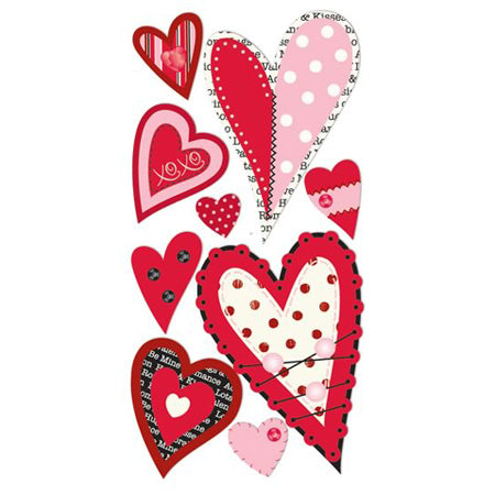 Red & Blacks Stitched Heart 3-D Essentials Sticker, Sandylion image 0