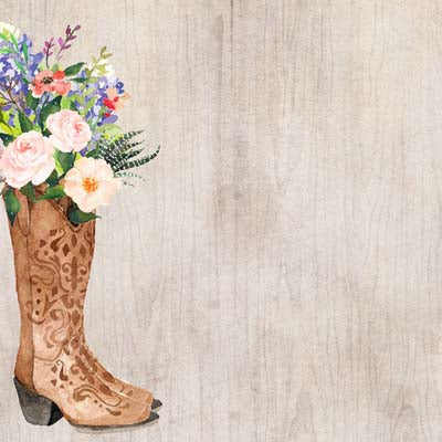 Cowboy Flower Boot Paper - Scrapbook Customs image 0