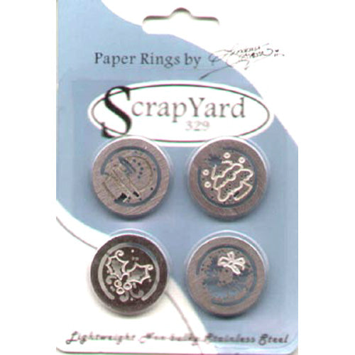 Christmas Paper Rings Lightweight Metal Embellishments (4 pack) / Scrap Yard 329 image 0