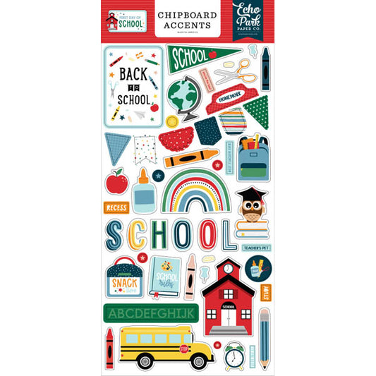 First Day of School Adhesive Chipboard Accents - Echo Park image 0