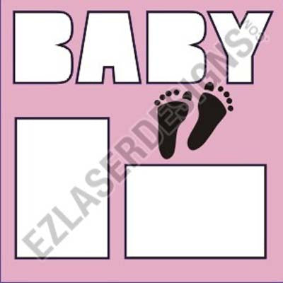 Baby Footprints/Pink Over Black/ 2 Piece Overlay / EZ Laser Designs image 0