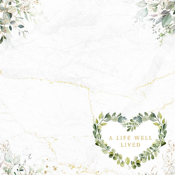 Celebration of Life Eucalyptus & Gold Paper - Scrapbook Customs image 1