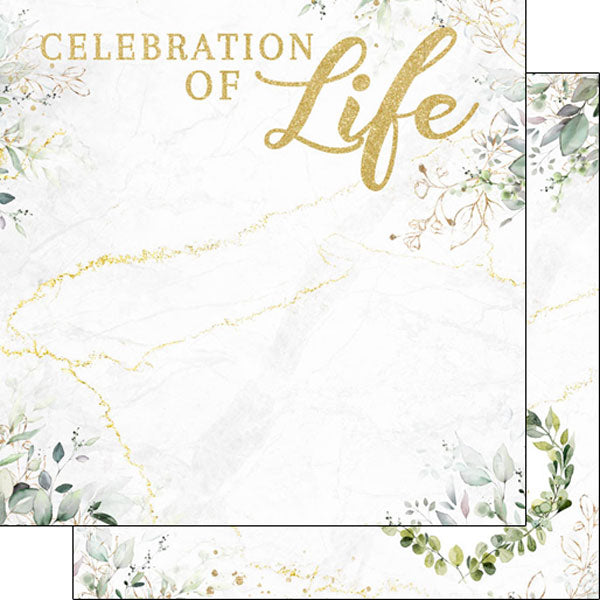 Celebration of Life Eucalyptus & Gold Paper - Scrapbook Customs image 0