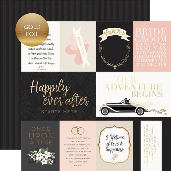 Wedding Day Journaling Cards Gold Foiled Paper - Echo Park image 0