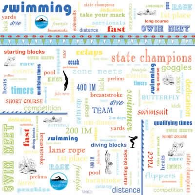 Swim Team Words Paper - Carolees Creation image 0