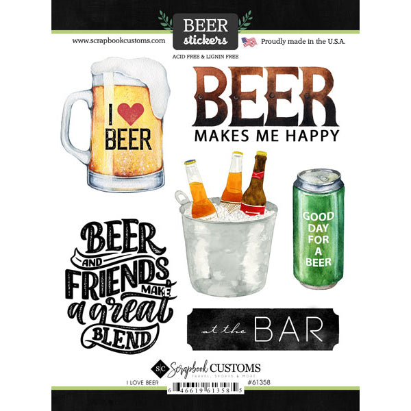 Beer, I Love Cardstock Sticker - Scrapbook Customs image 0