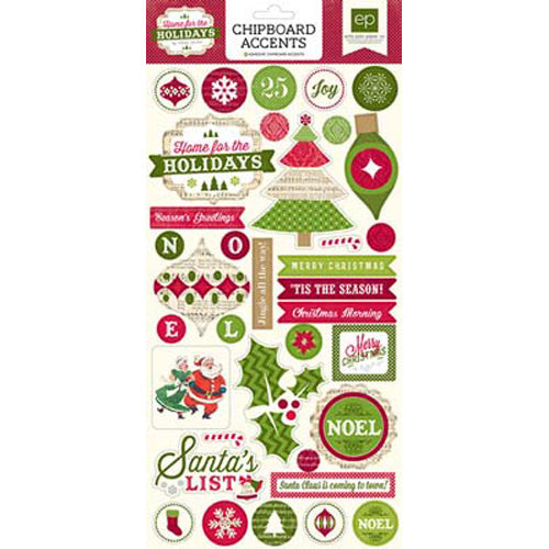 Home for the Holidays Adhesive Chipboard - Echo Park image 0