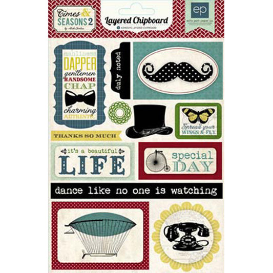 Time & Seasons 2 Layered Chipboard Stickers - Echo Park image 0
