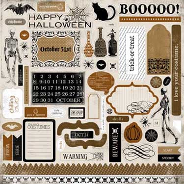 All Hallow's Eve 12x12 Element Sticker Sheet - Carta Bella image 0