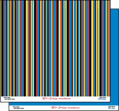 Super Dave Stripes/Hero Blue Double-Sided Paper / Keller Creations image 0