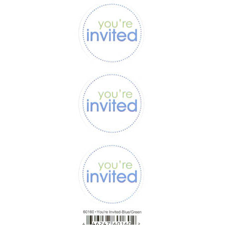 Duplicates You're Invited Blue/Green Sticker - Pebbles Inc. image 0
