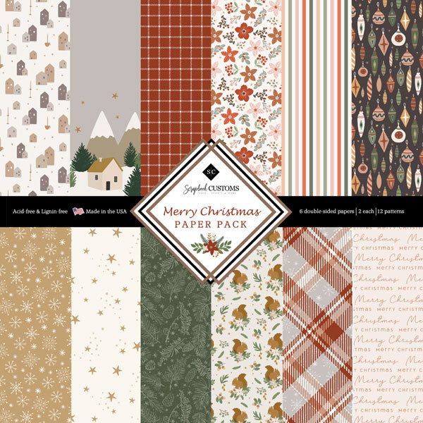Merry Christmas 12x12 Paper Pack - Scrapbook Customs image 0